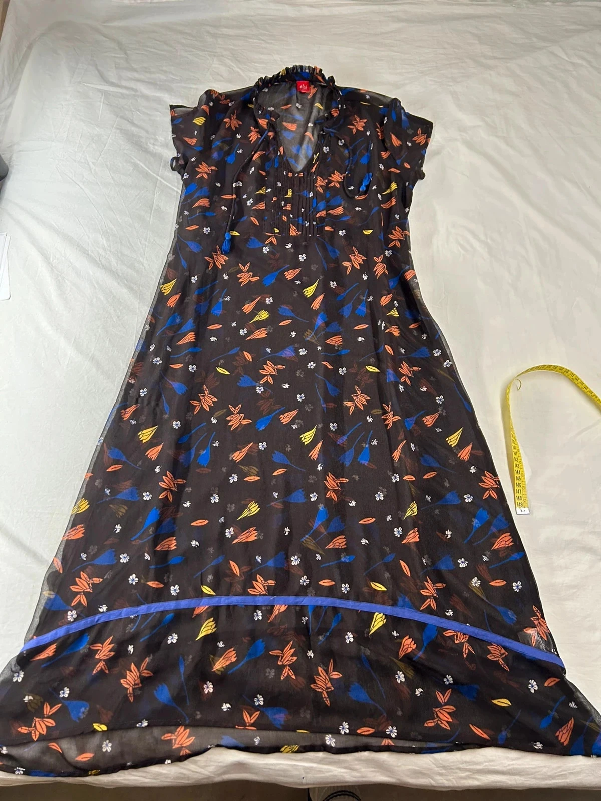 Robe longue miss noire transparente à motifs vintage